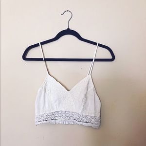 American Eagle Outfitters Cream Lace Crop Top
